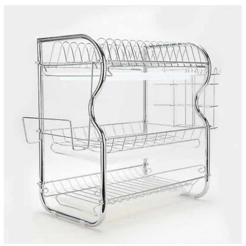 3 Tier Stainless Steel Dish Rack Drainer Cutlery Drainer Kitchen Storage Holder