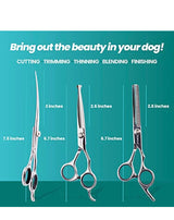 Professional Dog Grooming Scissors Set - Stainless Steel Rounded Tip Sharp Durable Shears with Pet Grooming Comb in Kit - Best Tools for Trimming Every Dog and Cat - Salon Cut