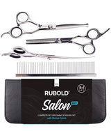 Professional Dog Grooming Scissors Set - Stainless Steel Rounded Tip Sharp Durable Shears with Pet Grooming Comb in Kit - Best Tools for Trimming Every Dog and Cat - Salon Cut