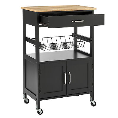 Modern Kitchen Island Storage Trolley Portable Table Workbench Cart