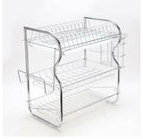 3 Tier Stainless Steel Dish Rack Drainer Cutlery Drainer Kitchen Storage Holder