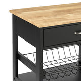 Modern Kitchen Island Storage Trolley Portable Table Workbench Cart