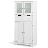 Bathroom Cabinet 4-Door Storage Cabinet Kitchen Cupboard Drawers128CM