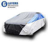 6 Layers Waterproof Car Cover with Cotton Zipper, Universal Fit