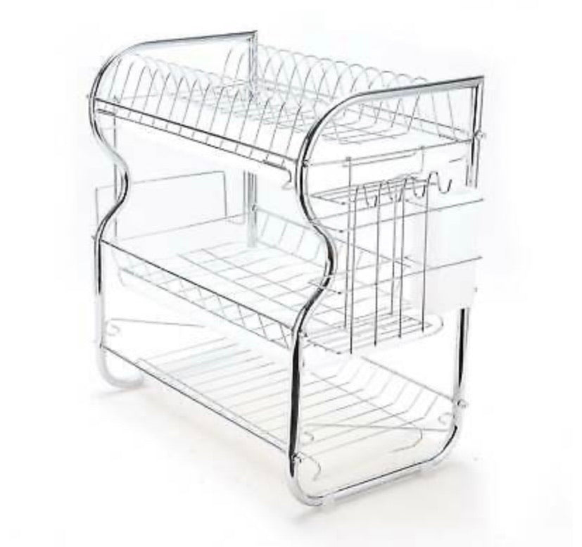 3 Tier Stainless Steel Dish Rack Drainer Cutlery Drainer Kitchen Storage Holder