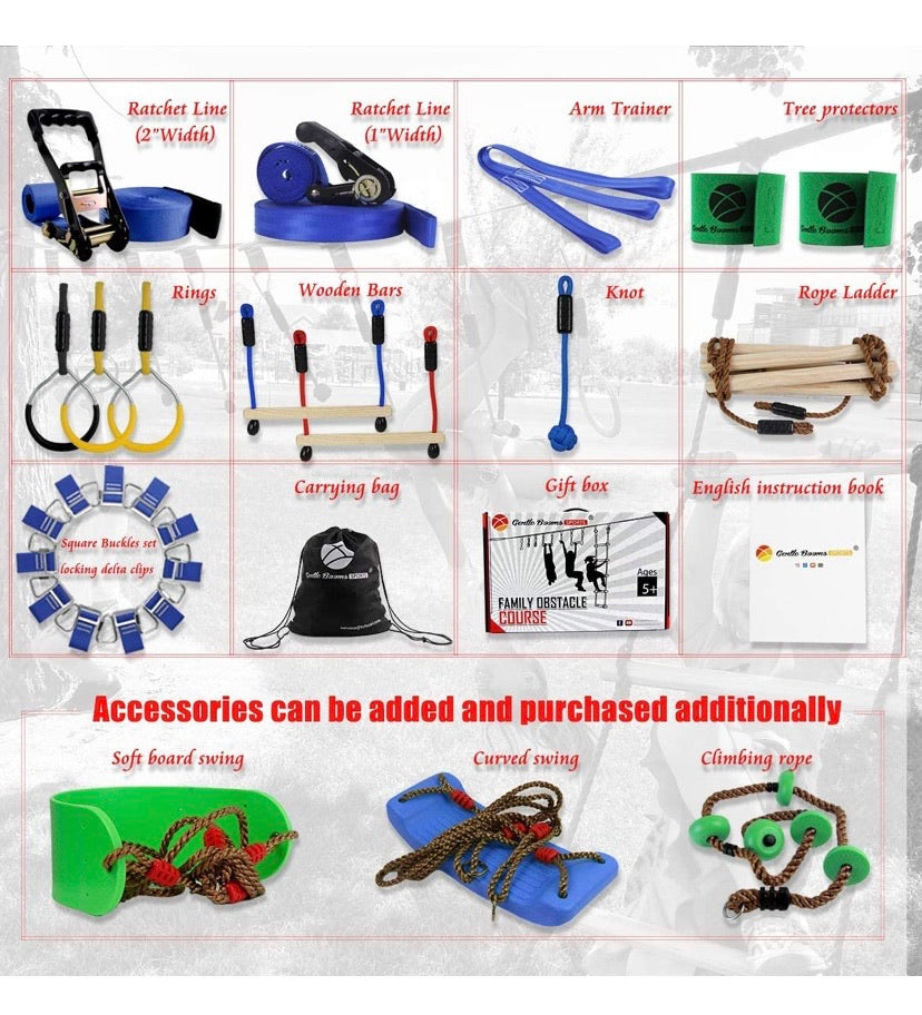 Ninja Warrior Line Hanging Obstacle Course for Kids