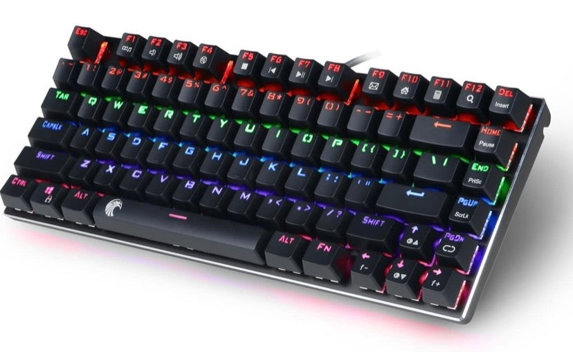 E-Element Z88 Mechanical Gaming Keyboard, Compact 81 Key Replaceable Blue Switch (Rainbow Black)