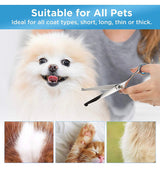 Dog Grooming Scissors Set, Safety Round Blunt Tip Grooming Tools, Professional Curved,Thinning,Straight Scissors with Comb,Grooming Shears for Dogs and Cats. (4 different size scissors)