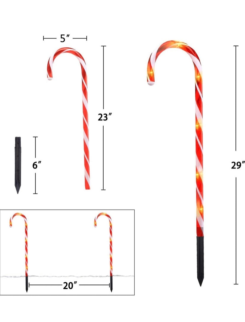 29 Inches Christmas Candy Cane Pathway Markers Set of 12 Christmas Indoor/Outdoor Decoration Lights 8 Blinking Modes