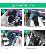 Wireless Car Charger 15W Max Fast Charging Car Mount, Infrared Sensor Auto-Clamping Smart Car Phone Holder Compatible with iPhone 11/11 Pro/11 Pro-Max/XS/X/8, LG V30/V35, Samsung Note 10/S10+/S9, Huawei P30 Pro (Black Silver)