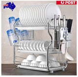 3 Tier Stainless Steel Dish Rack Drainer Cutlery Drainer Kitchen Storage Holder