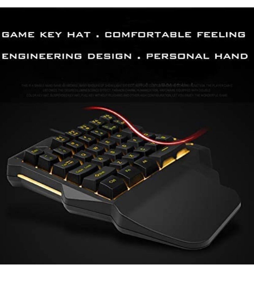 RGB Backlit Wired Gaming One Hand Keyboard