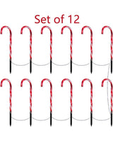29 Inches Christmas Candy Cane Pathway Markers Set of 12 Christmas Indoor/Outdoor Decoration Lights 8 Blinking Modes