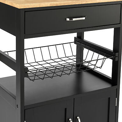 Modern Kitchen Island Storage Trolley Portable Table Workbench Cart