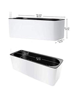 Rectangle Self Watering Planter Pots Window Box 40 cm Indoor Home Garden Modern Decorative Planter Pot for All House Plants Flowers Herbs (1, White(14x40 cm))