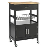 Modern Kitchen Island Storage Trolley Portable Table Workbench Cart
