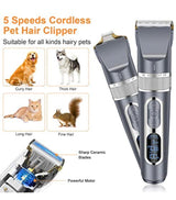 Dog Clippers 2 in 1, Cordless Pet Clippers with Small Trimmer Blade, Eocean 13 Pcs Pet Dog Grooming Kits with Detachable Blades, Dog Trimmer with Nail Tools, 5 Speeds