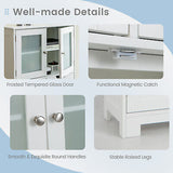 Bathroom Cabinet 4-Door Storage Cabinet Kitchen Cupboard Drawers128CM