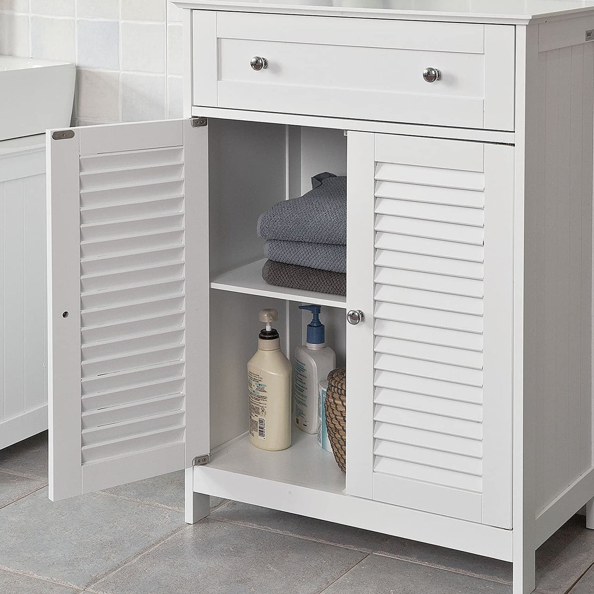 Freestanding Storage Cabinet with Doors/Drawer