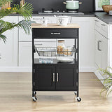 Modern Kitchen Island Storage Trolley Portable Table Workbench Cart