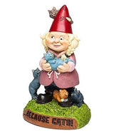 Crazy Cat Lady Garden Gnome - Funny Weatherproof Garden Decoration, Makes a Great Gag Gift - 9" Tall