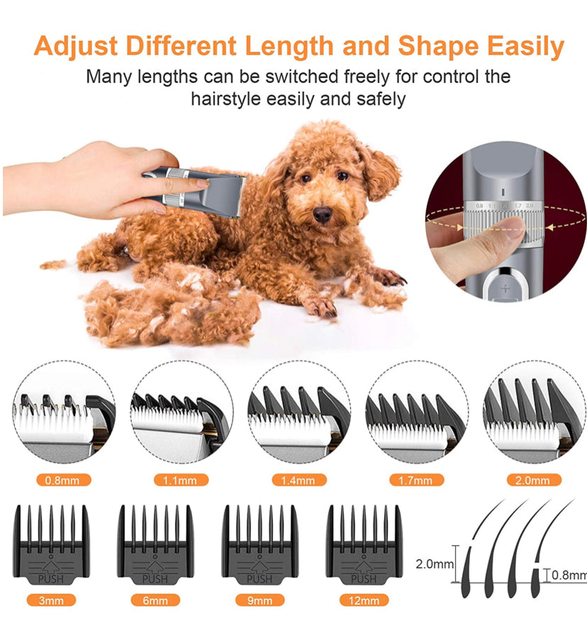 Dog Clippers 2 in 1, Cordless Pet Clippers with Small Trimmer Blade, Eocean 13 Pcs Pet Dog Grooming Kits with Detachable Blades, Dog Trimmer with Nail Tools, 5 Speeds