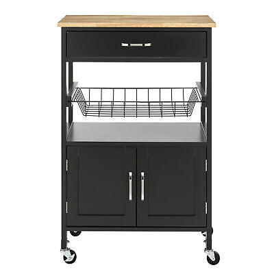 Modern Kitchen Island Storage Trolley Portable Table Workbench Cart