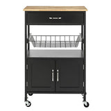 Modern Kitchen Island Storage Trolley Portable Table Workbench Cart