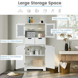 Bathroom Cabinet 4-Door Storage Cabinet Kitchen Cupboard Drawers128CM