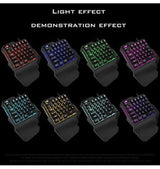 RGB Backlit Wired Gaming One Hand Keyboard