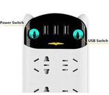 International Power Board Strip 6 Way Outlets Socket 3 Fast USB Charging Charger Ports w/Surge Protector 1.8M (6 Outlet 3 USB)