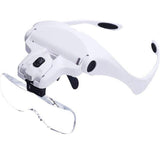 Head Mount Magnifier, Bysameyee Lighted Magnifying Headband Glass Loupe Visor with 2 LED Light for Close Work, Jewelry Work, Watch Repair, Arts &amp; Crafts, Reading Aid