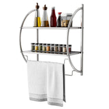 Towel Rack Wall Mounted Bathroom 2-Tier Storage Shelf Toilet Kitchen