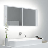 Bathroom Mirrored Cabinet With LED Light Wall Vanity Storage Organizer Furniture